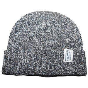 Barbour International Beanie Ribbed Knit Fold-over Cuff Black